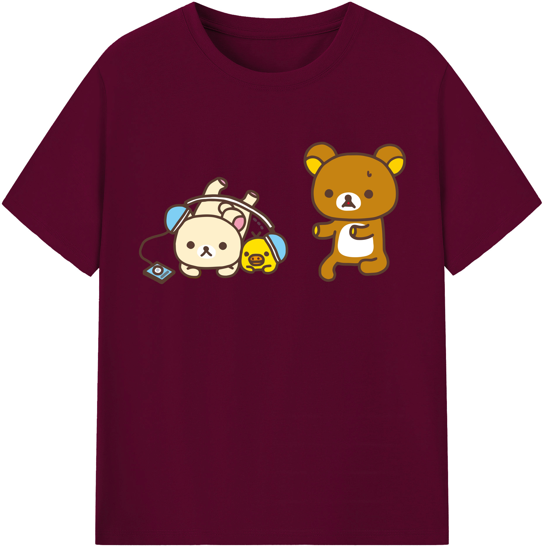 （画像用） リラックマ リラックマ キイロイトリ Rilakkuma Korilakkuma Kiiroitori レディースカジュアルプリントTシャツ（綿100％）